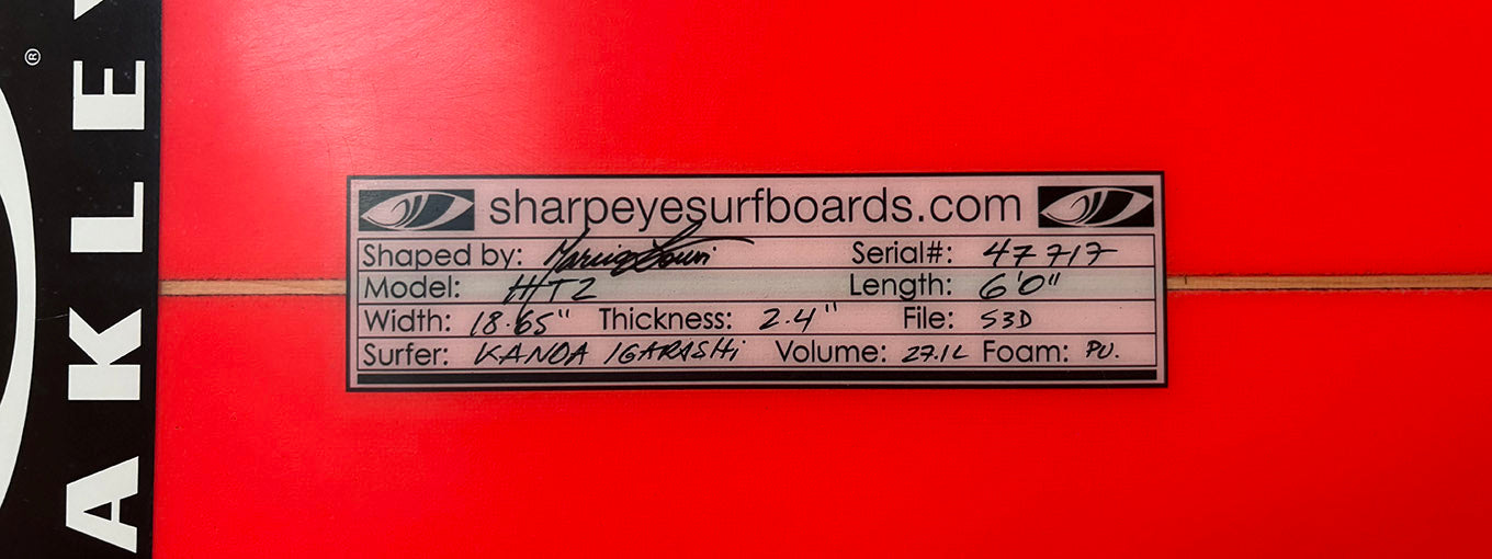 千葉一宮在庫 未使用品 直筆サイン入り Kanoa Igarashi 五十嵐カノア 使用済 HT2 6'0" x 18.65" x 2.4" 27.1L #47717