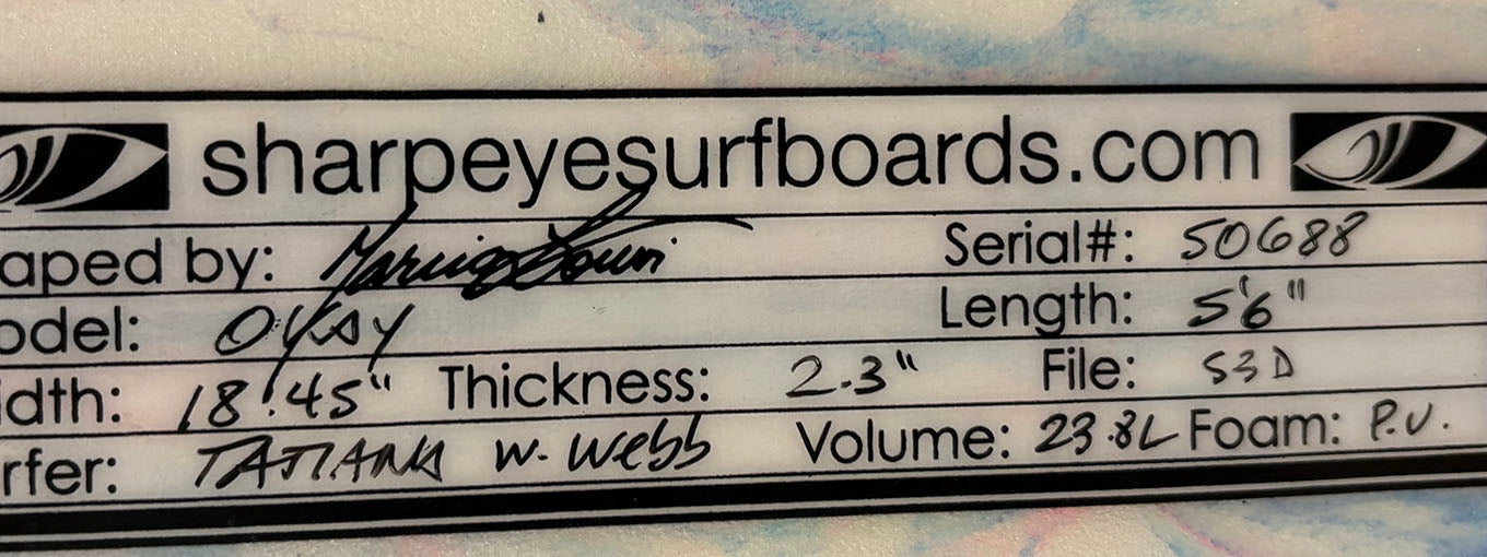 千葉一宮在庫 Tatiana Weston Webb 使用済 OKAY 5'6" x 18.45" x 2.3" 23.8L #50688