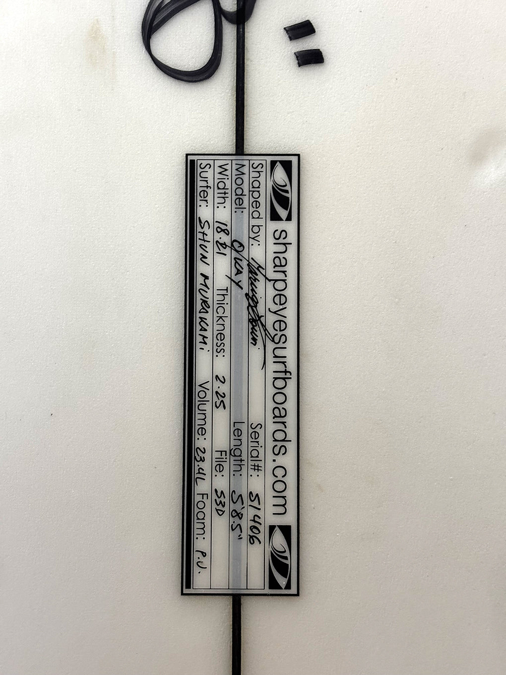 Shun Murakami 村上瞬 使用済 OKAY 5'8.5" x 18.21" x 2.25" 23.4L #51406