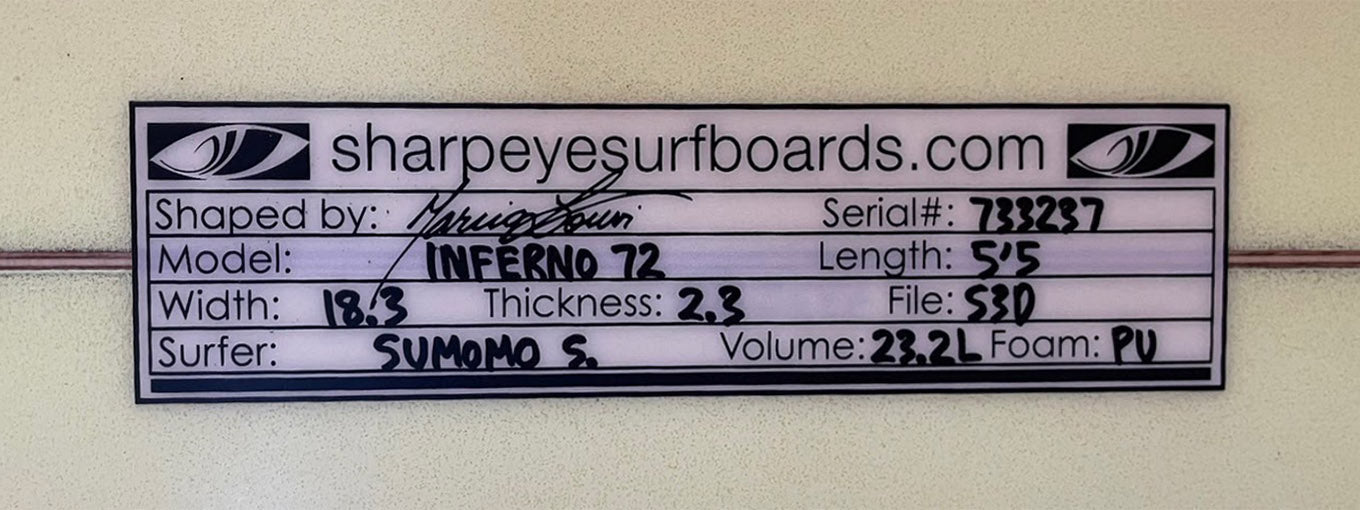 Sumomo Sato 佐藤李 使用済 Inferno72 5'5" x 18.3" x 2.3" #733237