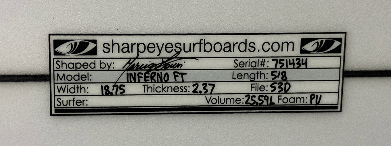 千葉一宮在庫 未使用品 InfernoFT 5'8" x 18.75" x 2.37" 25.6L #751434