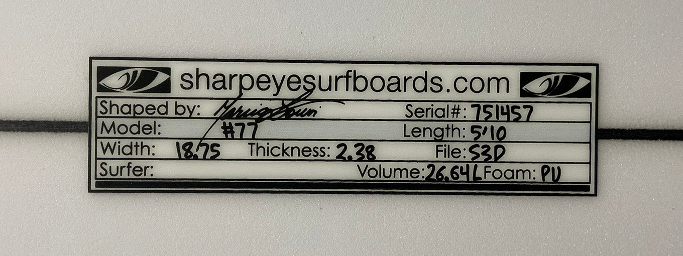 #77 5'10" x 18.75" x 2.38" #751457