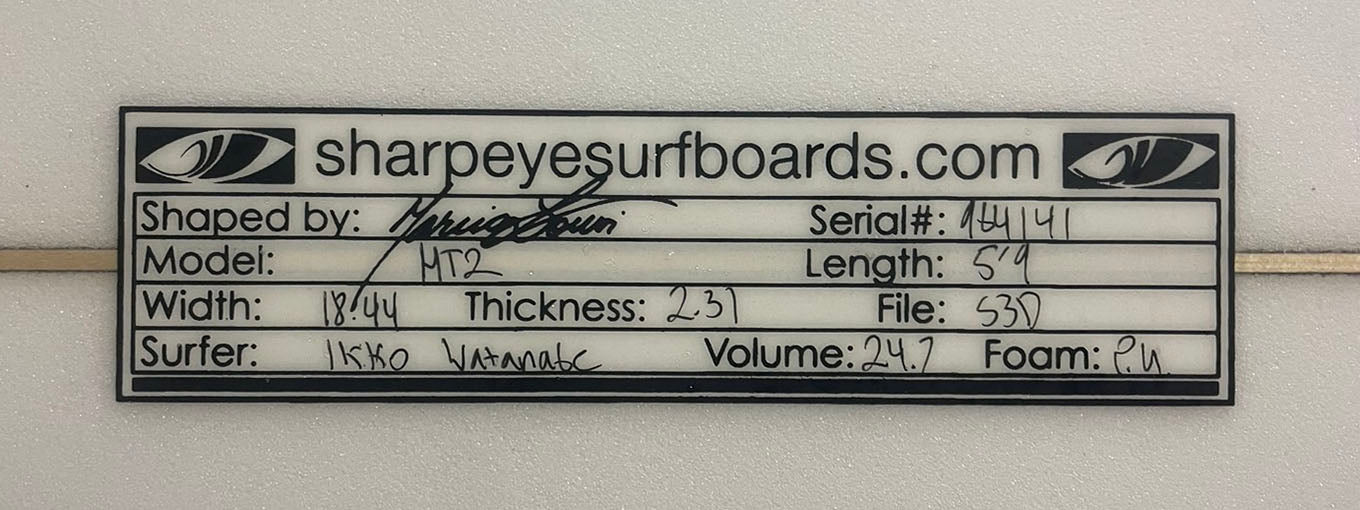 千葉一宮在庫 美品 Ikko Watanabe 渡邉壱孔 使用済 HT2 5'9" x 18.44" x 2.31" 24.7L #964141