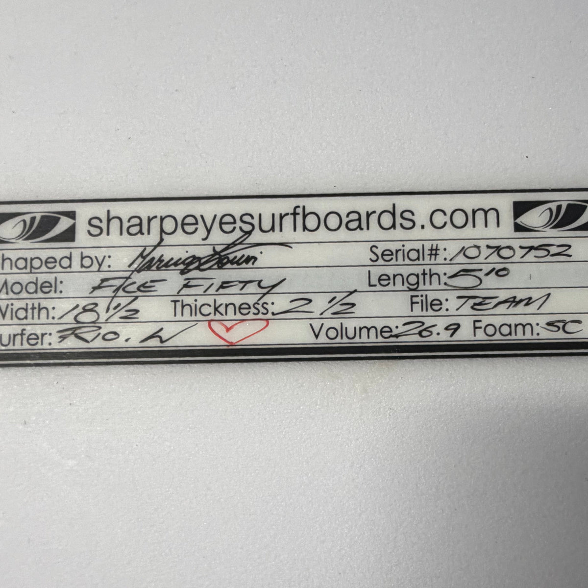 USA工場在庫 中古 Rio Waida File Fifty 5'10" x 18.5" x 2.5" 26.9L