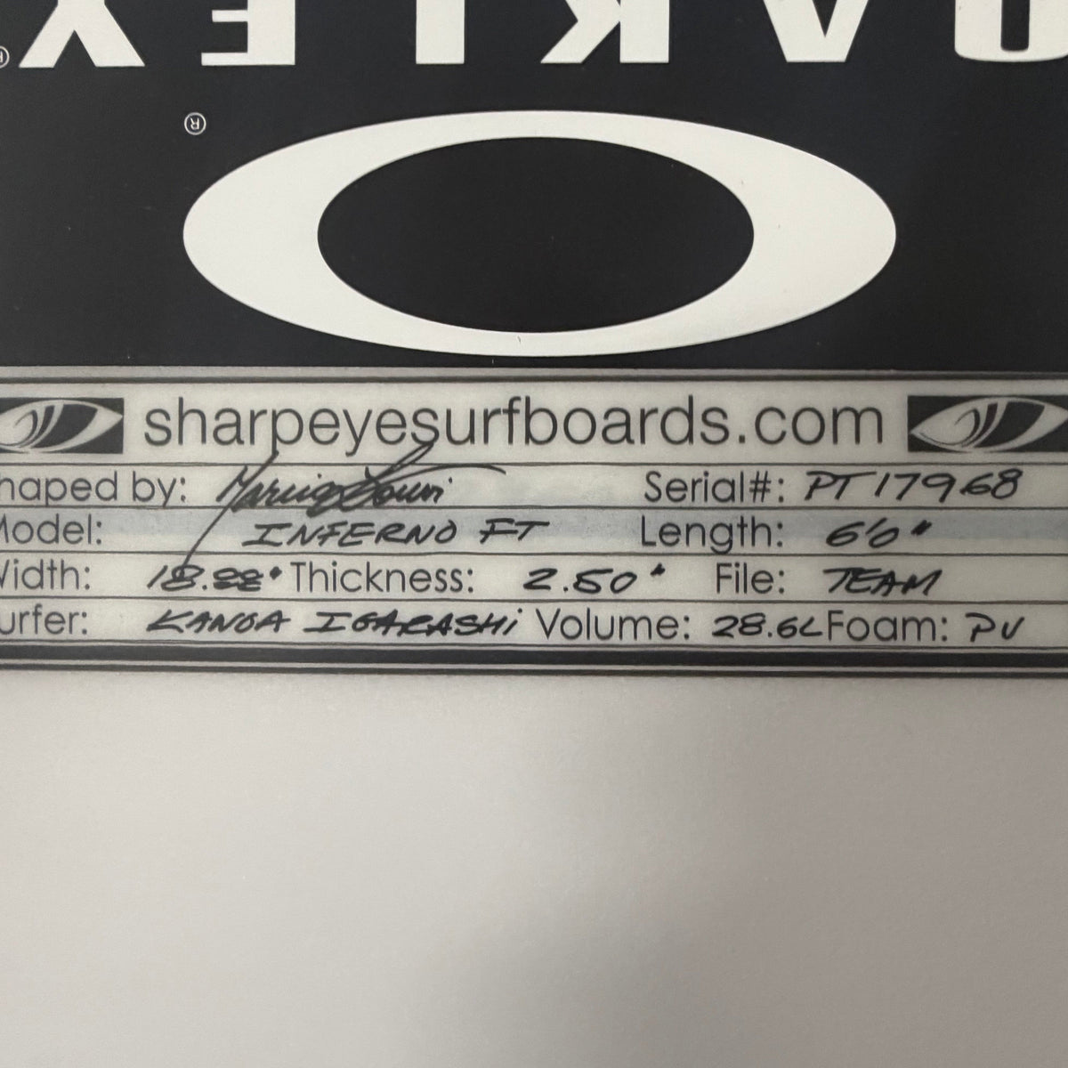 USA工場在庫 中古 Kanoa Igarashi Inferno FT 6'0" x 18.88" x 2.5" 28.6L