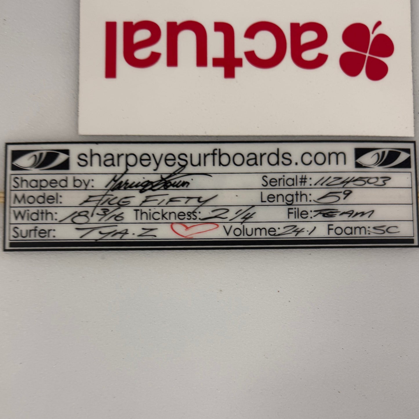 USA工場在庫 中古 Tya Zebrowski File Fifty 5'9" x 18.19" x 2.25" 24.1L
