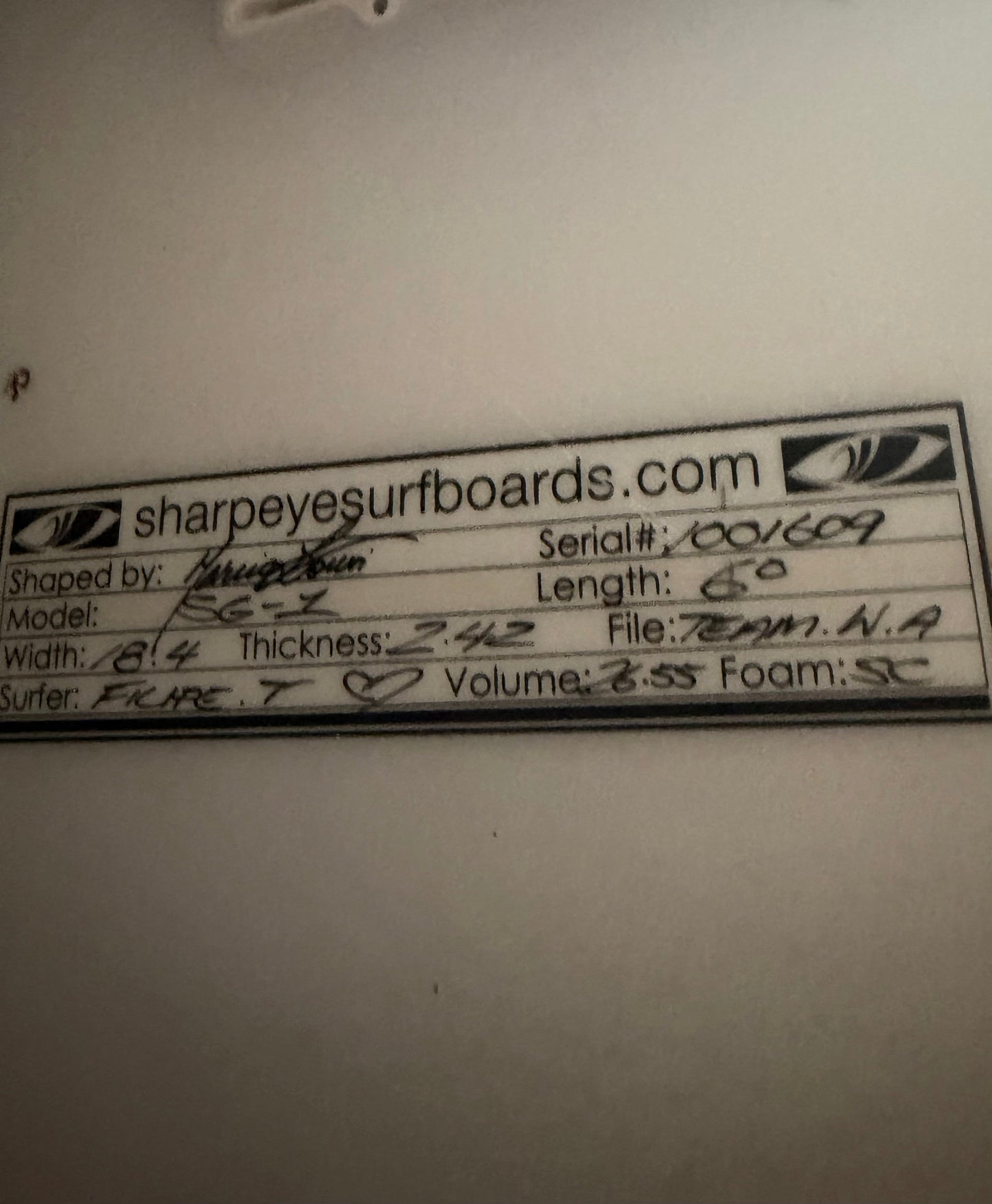 USA工場在庫 中古 Filipe Toledo SG-1 6'0" x 18.4" x 2.42" 26.55L