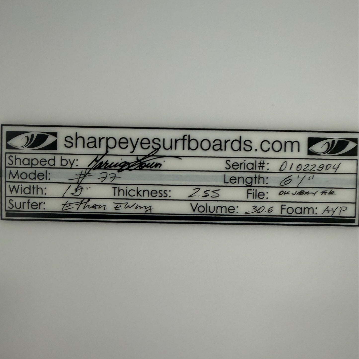 USA工場在庫 中古 Leo Fioravanti #77 6'1" x 19" x 2.55" (Originally made for Ethan Ewing)
