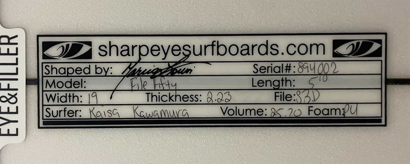 千葉一宮在庫 美品 Kaisa Kawamura 河村カイサ 使用済 File-Fifty 5'10" x 19" x 2.23" 25.2L #894002