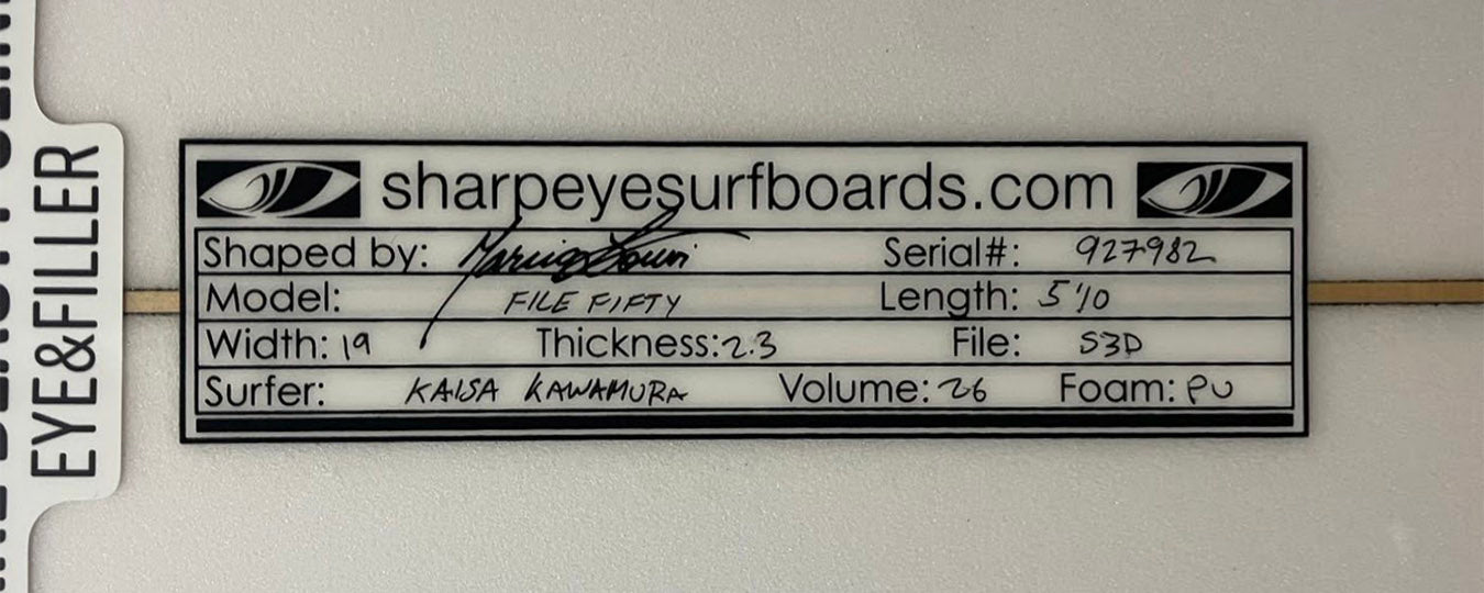 美品 Kaisa Kawamura 河村カイサ 使用済 File-Fifty 5'10" x 19" x 2.3" 26L #927982