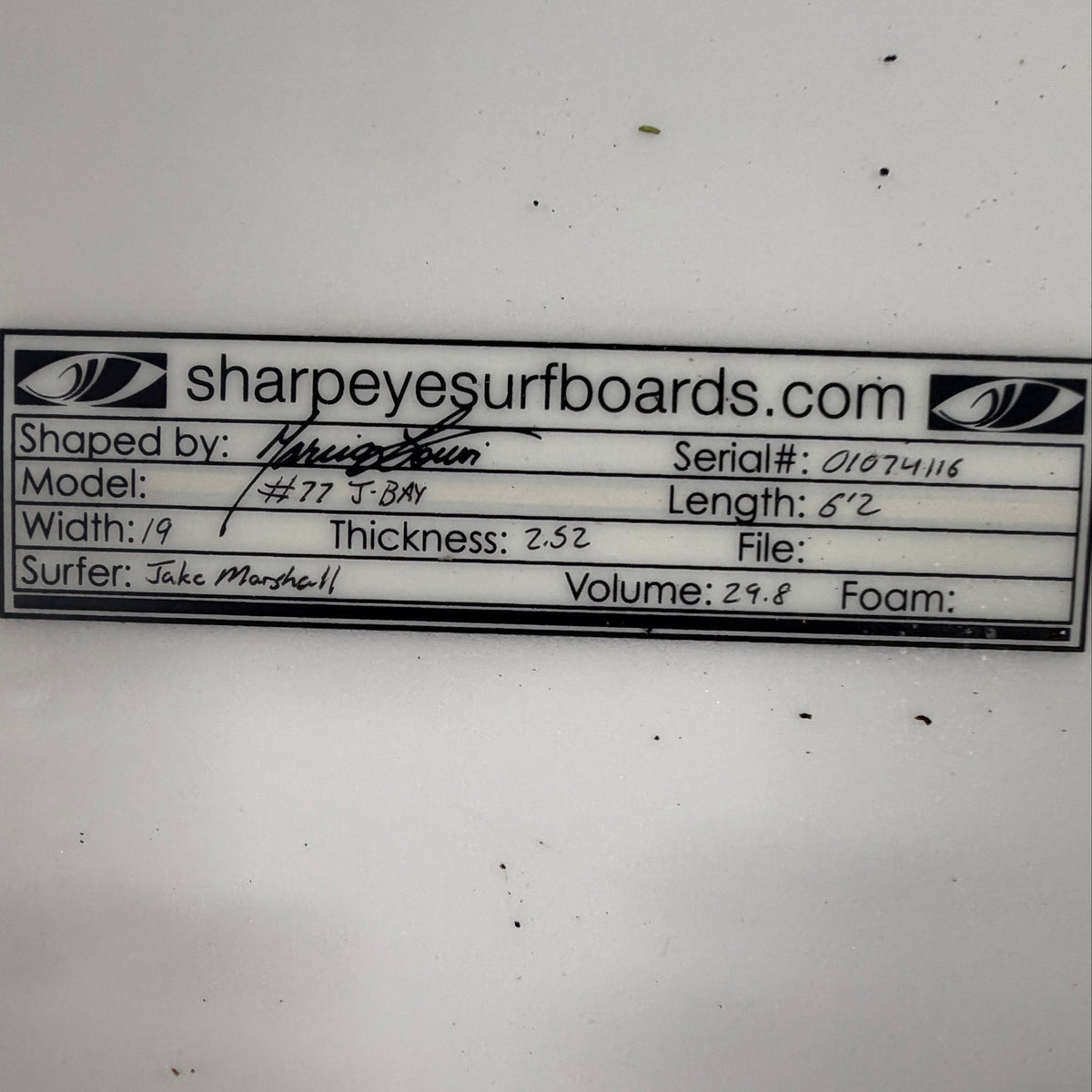 USA工場在庫 中古 Jake Marshall #77 Jbay 6'2" x 19" x 2.52" 29.8L