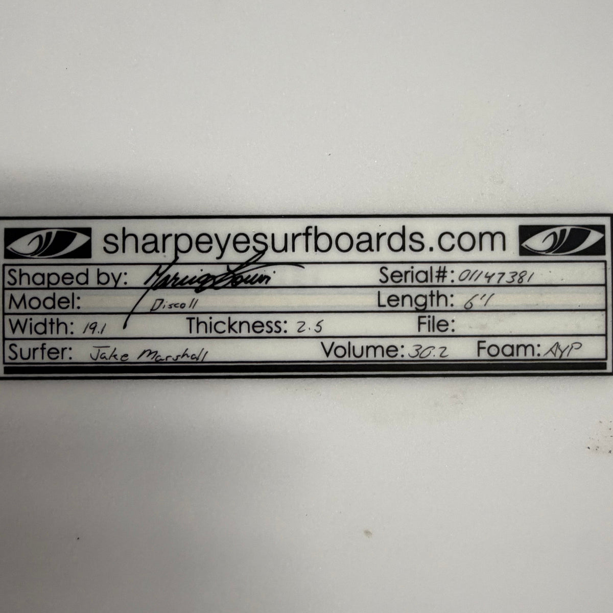 USA工場在庫 中古 Jake Marshall Disco II 6'1" x 19.1" x 2.5" 30.2L