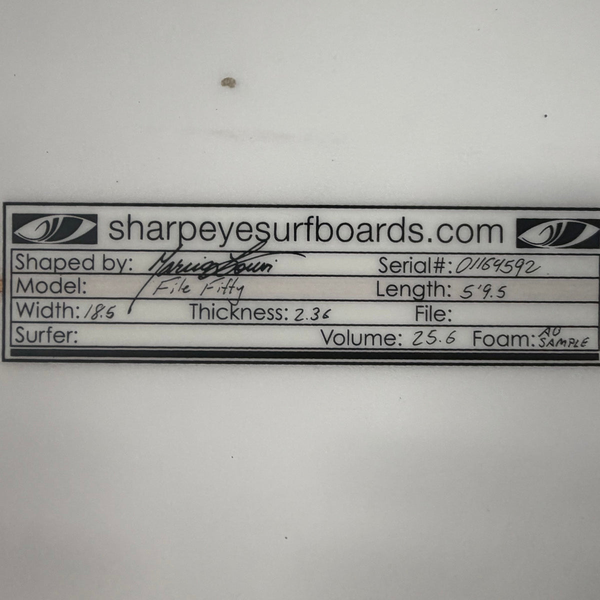USA工場在庫 中古 Seth Moniz File Fifty 5'9.5" x 18.6" x 2.36" 25.6L