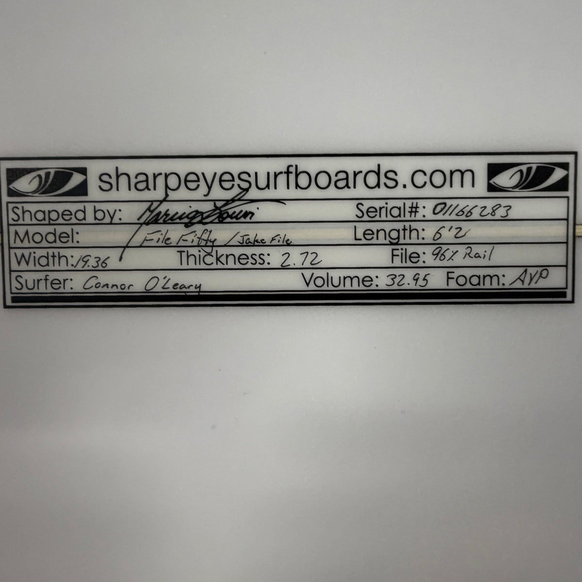 USA工場在庫 未使用品 File Fifty 6'2" x 19.36" x 2.72" 32.95L