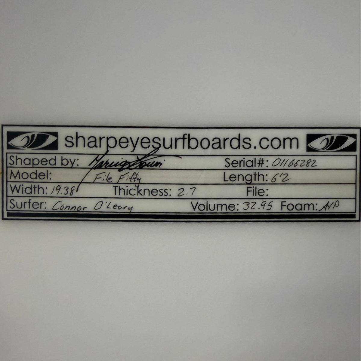 USA工場在庫 未使用品 File Fifty 6'2" x 19.38" x 2.7" 32.95L