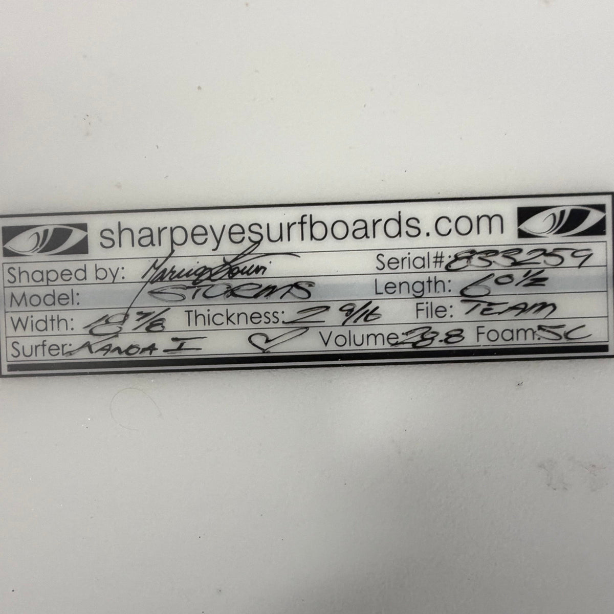 USA工場在庫 中古 Kanoa Igarashi Storms pro (File Fifty) 6'0.5" x 18.88" x 2.56" 28.8L
