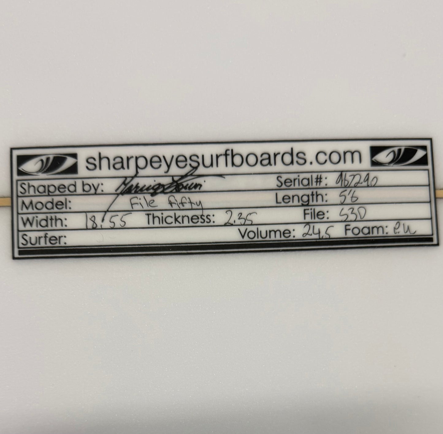 USA工場在庫 未使用品 File Fifty 5'6" x 18.55" x 2.35" 24.5L