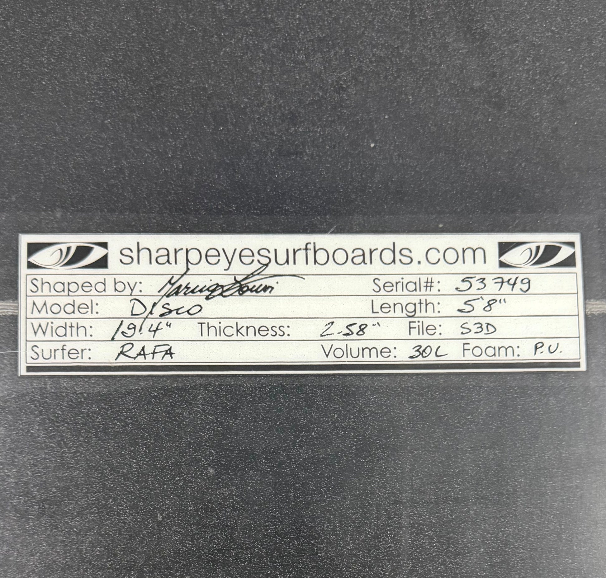 USA工場在庫 中古 Disco 5'8" x 19.4" x 2.58" 30L