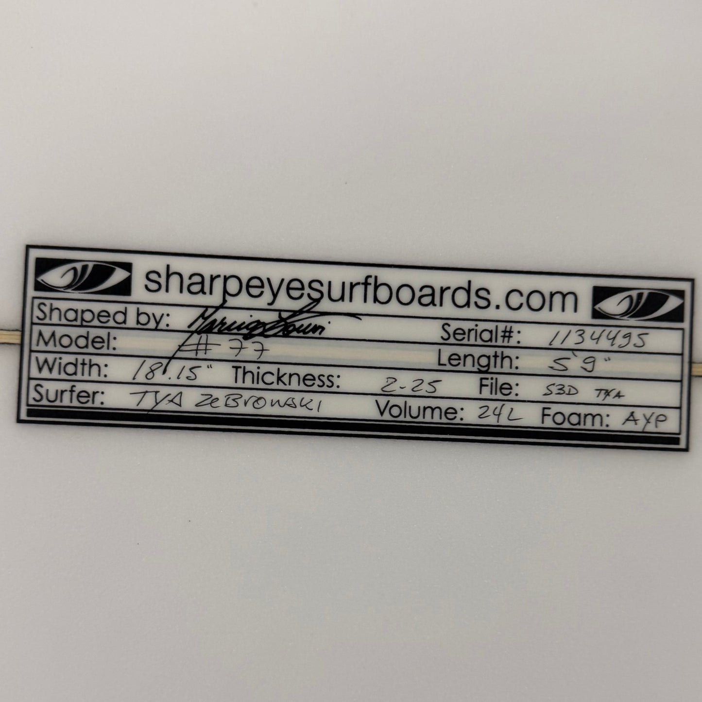 USA工場在庫 未使用品 Tya #77 5'9" x 18.15" x 2.25" 24L
