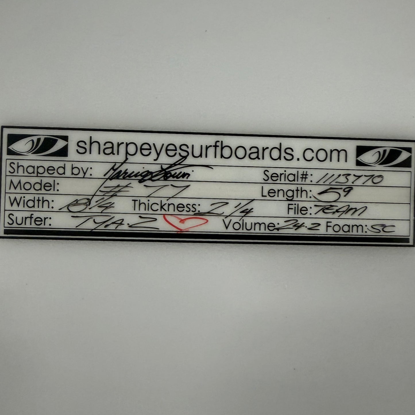 USA工場在庫 中古 Tya Zebrowski #77 Tya 5'9" x 18.25" x 2.25" 24.2L