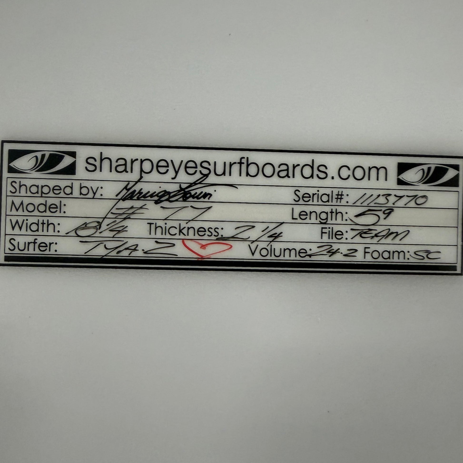 USA工場在庫 中古 Tya Zebrowski #77 Tya 5'9" x 18.25" x 2.25" 24.2L