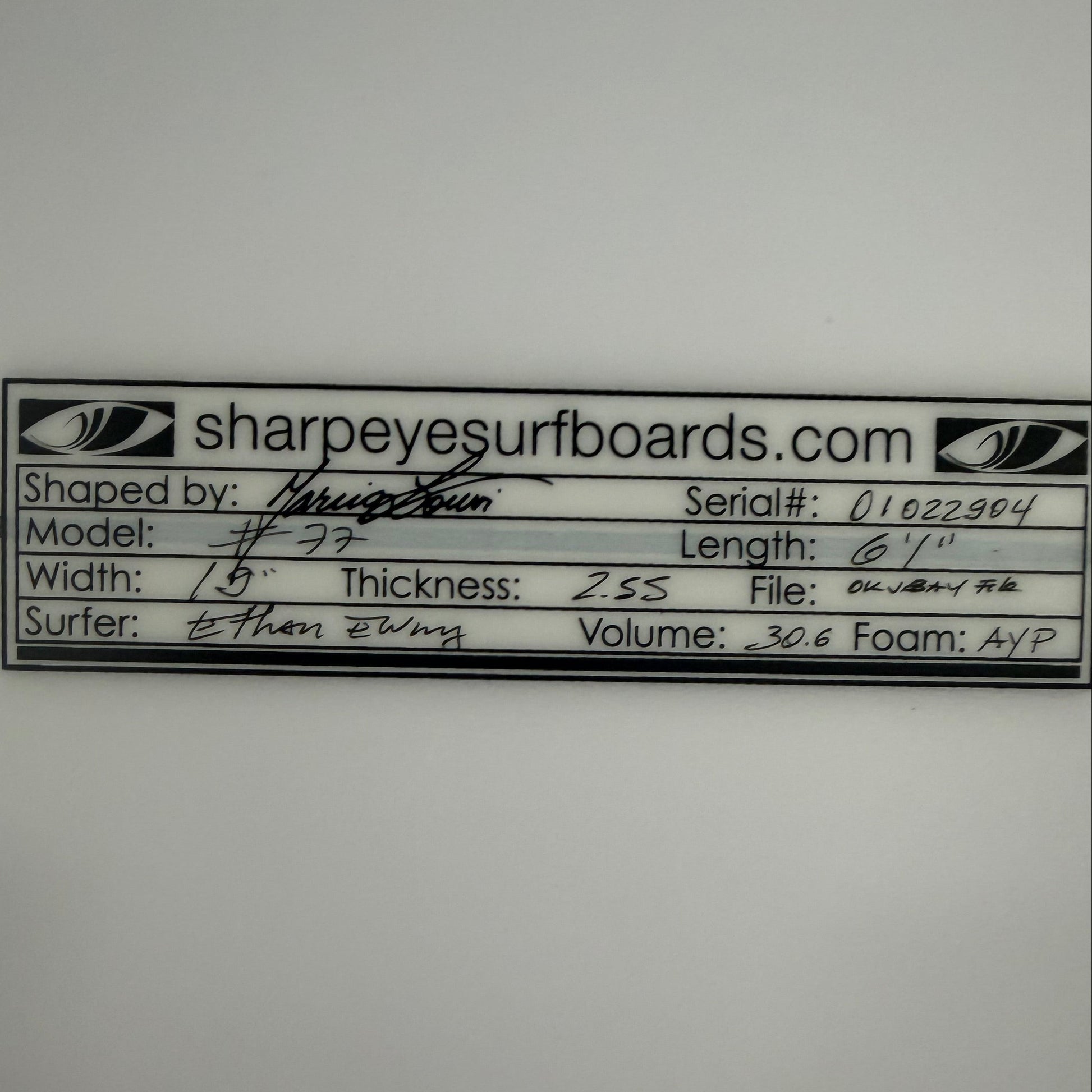 USA工場在庫 中古 Leo Fioravanti #77 6'1" x 19" x 2.55" (Originally made for Ethan Ewing)