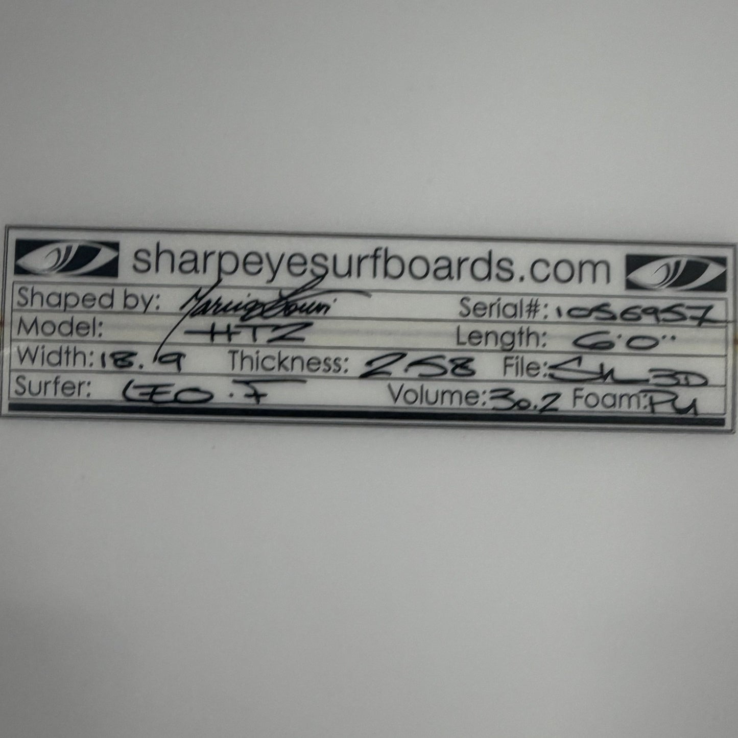 USA工場在庫 中古 Leo Fioravanti HT2 6'0" x 18.9" x 2.58" 30.2L