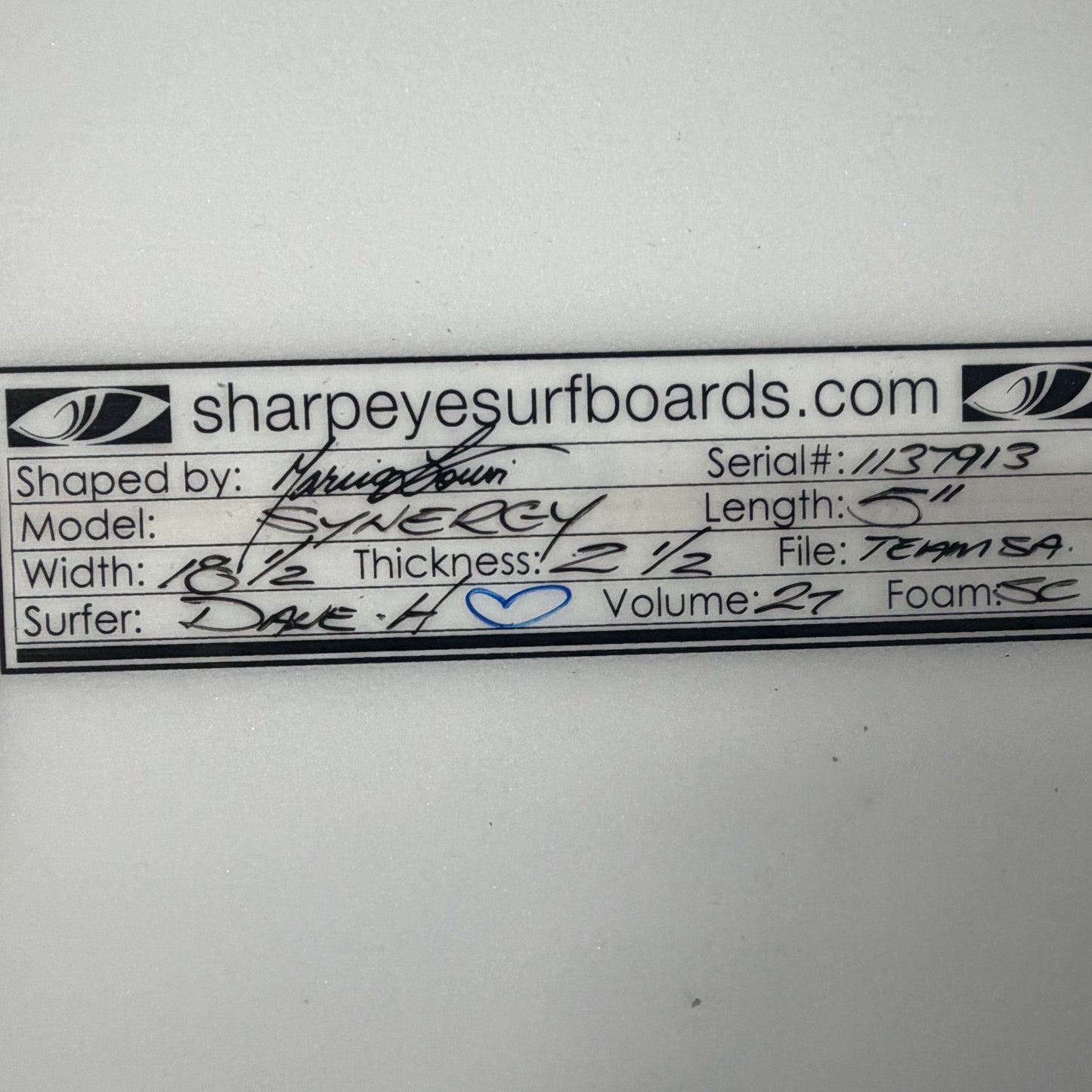 USA工場在庫 中古 Dane Henry Synergy 5'11" x 18.5" x 2.5" 27L