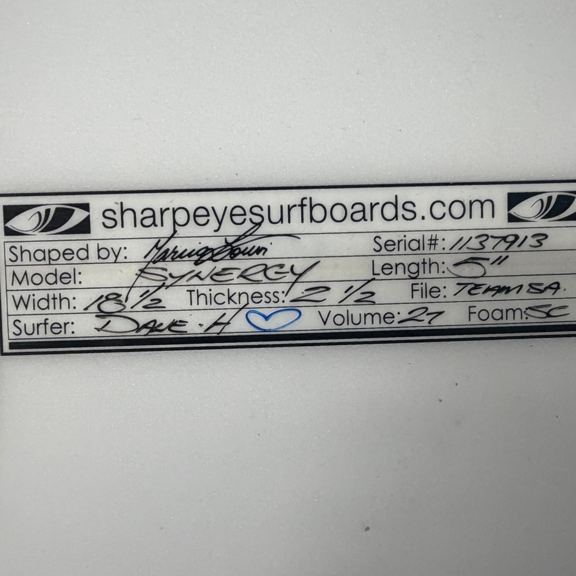 USA工場在庫 中古 Dane Henry Synergy 5'11" x 18.5" x 2.5" 27L